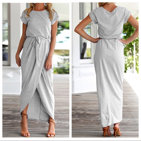✦NWT Short Sleeve Casual Beach Wrap Maxi Dress✦ - Picture 2 of 3